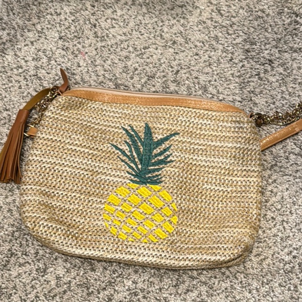 Tan and Yellow Pineapple Clutch Wristlet